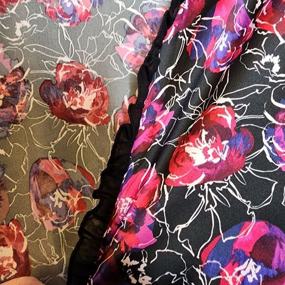 3X/4X Torrid Kimono Sleeve Midi Robe Satin Floral Black Plussize Soft Robe Tie - Picture 5 of 8